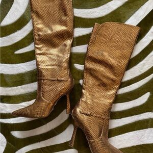 Sam Edelman Metallic Bronze Knee-High Stiletto Boots